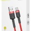 Usb Кабель для зарядки TYPE-C Baseus Cafule с быстрой зарядкой , 3A, 1м, в тканевой оплетке, красный