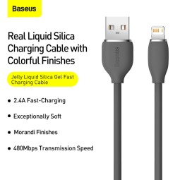Usb Кабель-зарядка Lightning Baseus Silica Gel 2.4A 1.2м черный