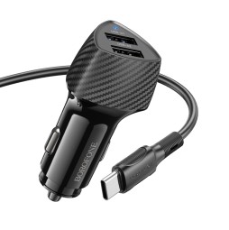 Автомобильное зарядное устройство Borofone Z31A - 2USB 3.4A - с шнуром Type-C - черное