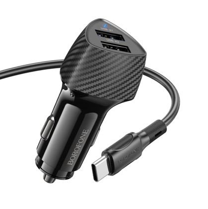 Автомобильное зарядное устройство Borofone Z31A - 2USB 3.4A - с шнуром Type-C - черное