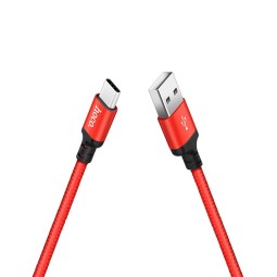 Usb Кабель-зарядка Type-C Hoco X14 Times speed 3A 2м в тканевой оплётке красный - армированный