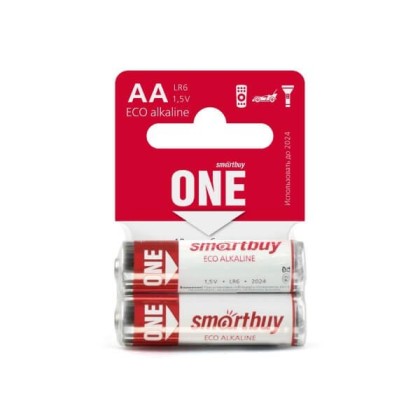 Батарейка алкалиновая Smartbuy ONE LR6/2SB (60/600)  SOBA-2A02SB-Eco