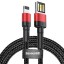 Usb Кабель-зарядка Lightning Baseus Cafule в тканевой оплетке, 1м, чёрно-красный.