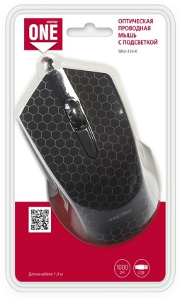 Мышь проводная с подсветкой Smartbuy ONE 334 (SBM-334-K) черная