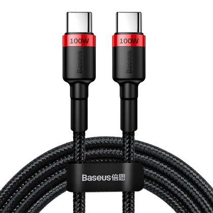 Кабель-зарядка Type-C на Type-C Baseus Cafule PD2.0 100W 2м красно-черная