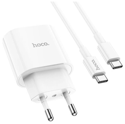Сетевое зарядное устройство Hoco 94A с шнуром Type-C на Type-C 1C - 20W - белое