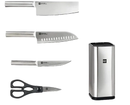 Набор кухонных ножей Xiaomi HuoHou Stainless steel kitchen Knife set (HU0095) серебристый