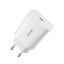 Сетевое зарядное устройство с Type C, скоростная зарядка Baseus Speed Mini 1C 3A/20W, белое