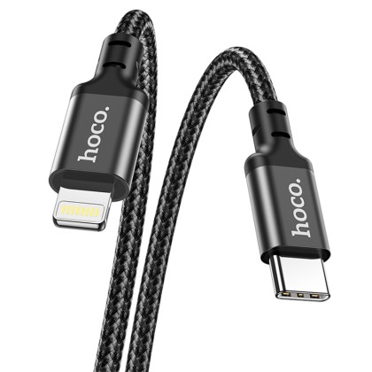 Usb Кабель-зарядка Type-C на Lightning Hoco X14 Double 3A 20W 2м в тканевой оплетке черный