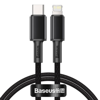 Кабель-зарядка Type-C на Lightning Baseus High Density Braided 20W 1м (CATLG01) черный